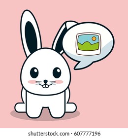 kawaii bunny bubble speech image