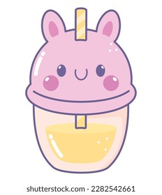 kawaii bunny cup over white