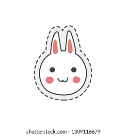 Kawaii bunny. Cute hand drawn colored vector. editable stroke.