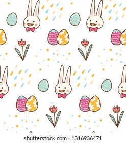 Kawaii bunny easter seamless background 