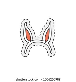 Kawaii bunny headband. Cute hand drawn colored vector. editable stroke.