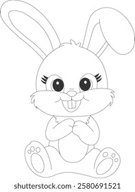 Kawaii Bunny Line Draw Easter Coloring Page