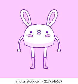 Kawaii bunny mascot character. illustration for t shirt, poster, logo, sticker, or apparel merchandise. Soft pop style.