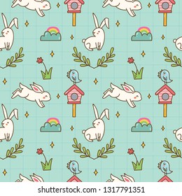 kawaii bunny seamless background