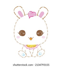 Kawaii bunny set  clip art, Cute cartoon rabbits, vector, illustration.
