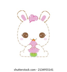 Kawaii bunny set  clip art, Cute cartoon rabbits, vector, illustration.