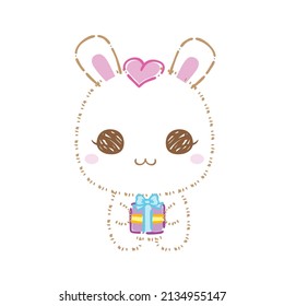 Kawaii bunny set  clip art, Cute cartoon rabbits, vector, illustration.