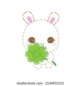 Kawaii bunny set  clip art, Cute cartoon rabbits, vector, illustration.