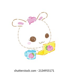 Kawaii bunny set  clip art, Cute cartoon rabbits, vector, illustration.