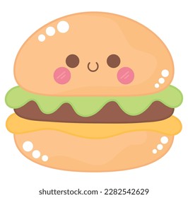 kawaii burger design over white