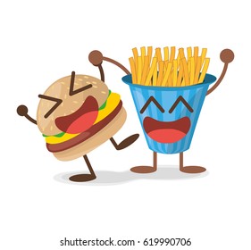 kawaii burger french fries fast food