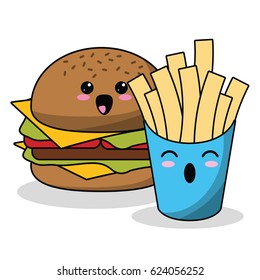 kawaii burger french fries image