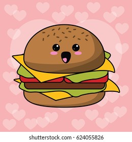kawaii burger funny image