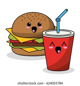 kawaii burger and soda image