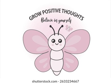 kawaii butterfly hand drawn design vector