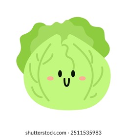 Repollo kawaii en el mundo de las verduras