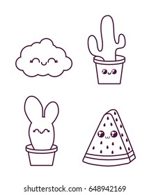 kawaii cactus in a pot design