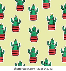 kawaii cactus in a pot featuring a cute character with green hue, smiling face, and expressive eyes. Ideal for adorable cactus-themed designs, cute illustrations, or cheerful visuals.