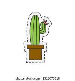 Kawaii cactus. Various cute icon. Hand drawn colored vector.