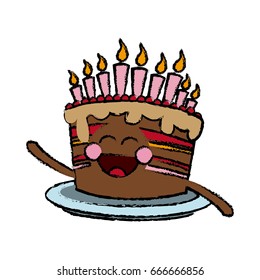 kawaii cake chocolate candles happy party celebration