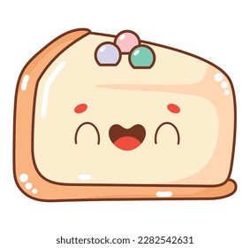kawaii cake slice over white