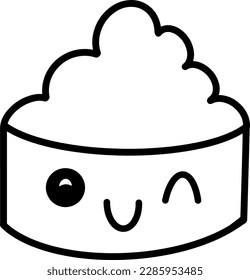 Kawaii cake vector linear illustration