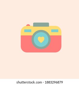 Kawaii camera for lovers in gentle pastel colors. Vector illustration