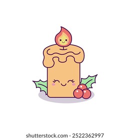 Kawaii candle. A cute character for Christmas. Winter, New Year's decoration.