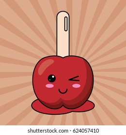 kawaii candy apple with stick image