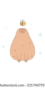 Kawaii capybara . Cute animals in . Anime capybara isolated on white background. Sweetest mascot. Stock vector illustration.