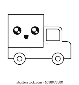 kawaii cargo truck icon 