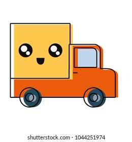 kawaii cargo truck icon 