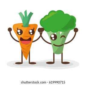 kawaii carrot and broccoli fun food