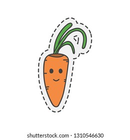 Kawaii carrot. Cute hand drawn colored vector. editable stroke.