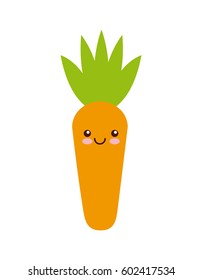 kawaii carrot fruit icon over white background. colorful design. vector illustration