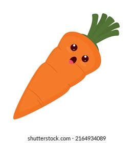 Kawaii Carrot Icon On White Background