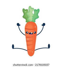 Kawaii Carrot Illustration Over White