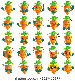 Kawaii carrot illustration set collection