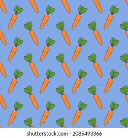 Kawaii Carrot Seamless Vector Pattern