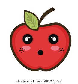 kawaii cartoon apple