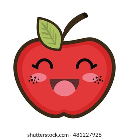 kawaii cartoon apple