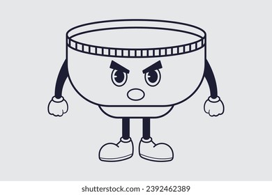 Kawaii cartoon of a bowl with arms and legs, vector illustration