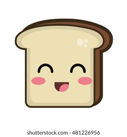 kawaii cartoon bread slice