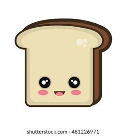kawaii cartoon bread slice