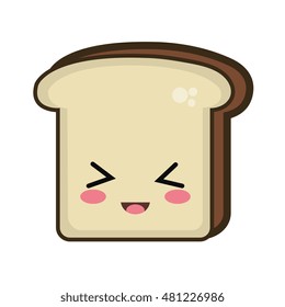 kawaii cartoon bread slice