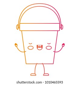 kawaii cartoon bucket with handle in degraded yellow to magenta silhouette