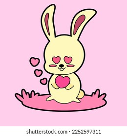 kawaii cartoon bunny sticker illustration