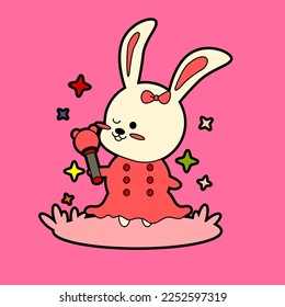 kawaii cartoon bunny sticker illustration
