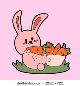 kawaii cartoon bunny sticker illustration