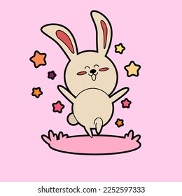 kawaii cartoon bunny sticker illustration